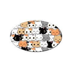 Cute-cat-kitten-cartoon-doodle-seamless-pattern Sticker Oval (100 Pack) by Salman4z