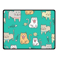 Seamless-pattern-cute-cat-cartoon-with-hand-drawn-style Fleece Blanket (small) by Salman4z