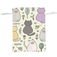 Funny Cartoon Cats Seamless Pattern Lightweight Drawstring Pouch (xl) by Salman4z