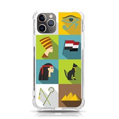 Egypt-travel-items-icons-set-flat-style Iphone 11 Pro 5 8 Inch Tpu Uv Print Case by Salman4z