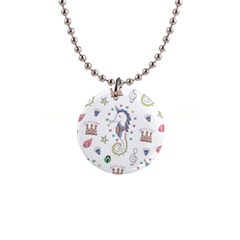 Seamless-pattern-cute-unicorn-cartoon-hand-drawn 1  Button Necklace by Salman4z