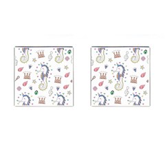 Seamless-pattern-cute-unicorn-cartoon-hand-drawn Cufflinks (square) by Salman4z