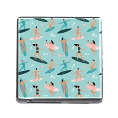 Beach-surfing-surfers-with-surfboards-surfer-rides-wave-summer-outdoors-surfboards-seamless-pattern- Memory Card Reader (square 5 Slot) by Salman4z