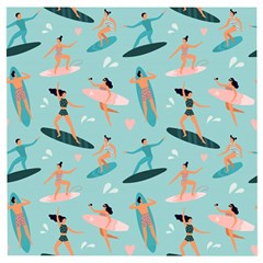 Beach-surfing-surfers-with-surfboards-surfer-rides-wave-summer-outdoors-surfboards-seamless-pattern- Wooden Puzzle Square by Salman4z