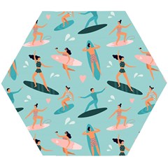 Beach-surfing-surfers-with-surfboards-surfer-rides-wave-summer-outdoors-surfboards-seamless-pattern- Wooden Puzzle Hexagon by Salman4z