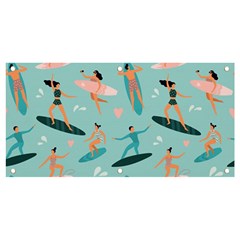 Beach-surfing-surfers-with-surfboards-surfer-rides-wave-summer-outdoors-surfboards-seamless-pattern- Banner And Sign 4  X 2  by Salman4z