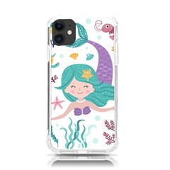 Set-cute-mermaid-seaweeds-marine-inhabitants Iphone 11 Tpu Uv Print Case by Salman4z