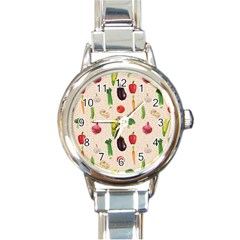 Vegetables Round Italian Charm Watch by SychEva