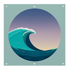 Tsunami Tidal Waves Wave Minimalist Ocean Sea Banner And Sign 4  X 4  by Ravend