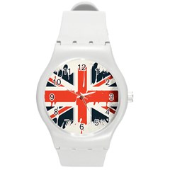 Union Jack England Uk United Kingdom London Round Plastic Sport Watch (m) by Ravend