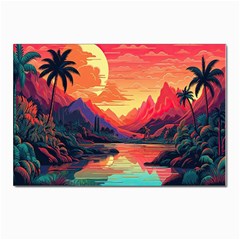 Tropical Landscape Island Background Wallpaper Postcard 4 x 6  (pkg Of 10) by Ravend