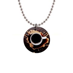 Coffee Cafe Espresso Drink Beverage 1  Button Necklace by Ravend