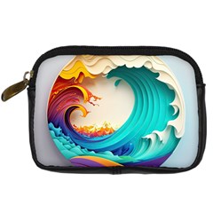 Tsunami Tidal Wave Waves Minimalist Ocean Sea Digital Camera Leather Case by Ravend