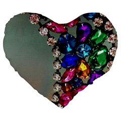 Colorful Diamonds Large 19  Premium Flano Heart Shape Cushions by Sparkle