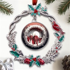 Christmas Wreath Winter Festive Season Nature Metal X mas Wreath Holly Leaf Ornament by Ravend