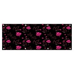 Pink Glowing Flowers Banner And Sign 8  X 3  by Sparkle