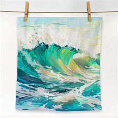 Waves Ocean Sea Tsunami Nautical Painting Face Towel by Ravend