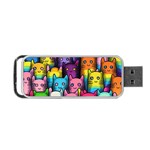 Cats Rainbow Pattern Colorful Feline Pets Portable USB Flash (Two Sides) Front