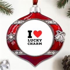 I Love Lucky Charm Metal Snowflake And Bell Red Ornament by ilovewhateva