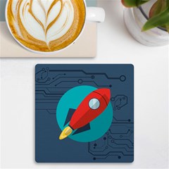 Rocket-with-science-related-icons-image Uv Print Square Tile Coaster  by Salman4z