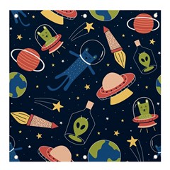 Seamless-pattern-with-funny-aliens-cat-galaxy Banner And Sign 4  X 4  by Salman4z