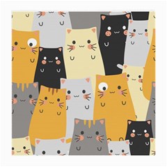 Seamless-pattern-cute-cat-cartoons Medium Glasses Cloth (2 Sides) by Salman4z