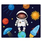 Boy-spaceman-space-rocket-ufo-planets-stars Two Sides Premium Plush Fleece Blanket (Small) 50 x40  Blanket Front