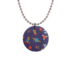 Space-seamless-pattern 1  Button Necklace by Salman4z