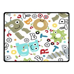 Seamless-pattern-vector-with-funny-robots-cartoon Fleece Blanket (small) by Salman4z