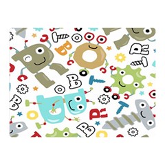 Seamless-pattern-vector-with-funny-robots-cartoon Two Sides Premium Plush Fleece Blanket (mini) by Salman4z