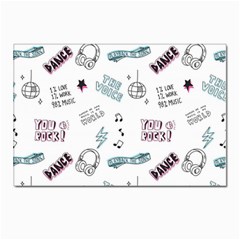 Music-themed-doodle-seamless-background Postcards 5  X 7  (pkg Of 10) by Salman4z