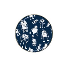 White-robot-blue-seamless-pattern Hat Clip Ball Marker by Salman4z