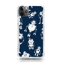 White-robot-blue-seamless-pattern Iphone 11 Pro Max 6 5 Inch Tpu Uv Print Case by Salman4z