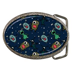 Monster-alien-pattern-seamless-background Belt Buckles by Salman4z