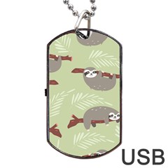 Sloths-pattern-design Dog Tag Usb Flash (one Side) by Salman4z