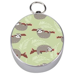 Sloths-pattern-design Silver Compasses by Salman4z