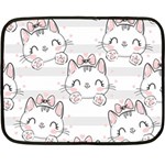 Cat-with-bow-pattern Fleece Blanket (Mini) 35 x27  Blanket