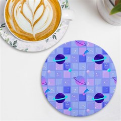 Seamless-pattern-pastel-galaxy-future Uv Print Round Tile Coaster by Salman4z