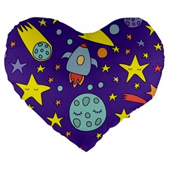 Card-with-lovely-planets Large 19  Premium Heart Shape Cushions by Salman4z