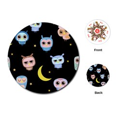 Cute-owl-doodles-with-moon-star-seamless-pattern Playing Cards Single Design (round) by Salman4z