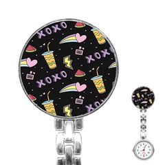 Cute-girl-things-seamless-background Stainless Steel Nurses Watch by Salman4z