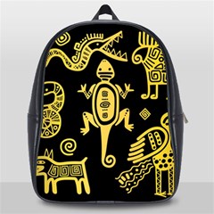 Mexican-culture-golden-tribal-icons School Bag (large) by Salman4z