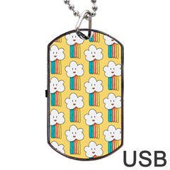 Smile-cloud-rainbow-pattern-yellow Dog Tag Usb Flash (one Side) by Salman4z