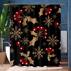 Christmas Pattern With Snowflakes Berries Shower Curtain 60  X 72  (medium)  by pakminggu