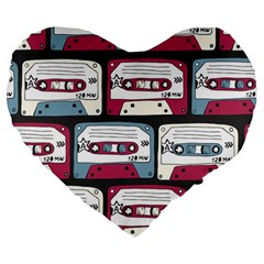 Music Symbols Rock Music Seamless Pattern Large 19  Premium Flano Heart Shape Cushions by pakminggu