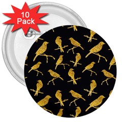 Background With Golden Birds 3  Buttons (10 Pack)  by pakminggu