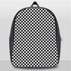 Black And White Checkerboard Background Board Checker School Bag (large) by pakminggu