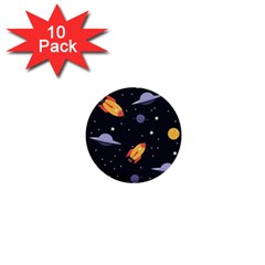 Cosmos Rockets Spaceships Ufos 1  Mini Buttons (10 Pack)  by pakminggu