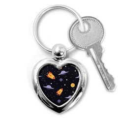 Cosmos Rockets Spaceships Ufos Key Chain (heart) by pakminggu