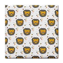 Lion Heads Pattern Design Doodle Tile Coaster by pakminggu